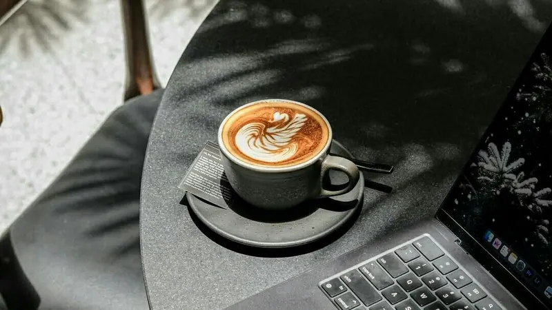 A laptop on a desk